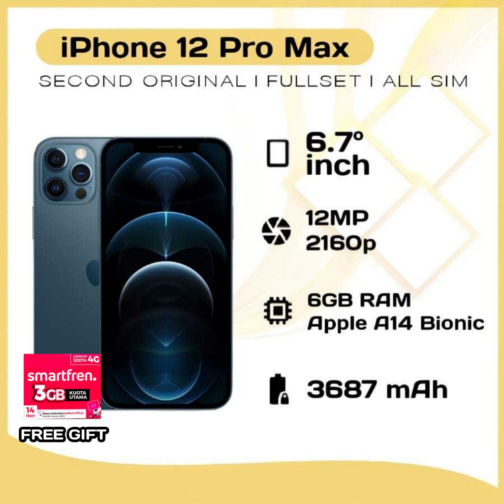 IPHONE 12 Pro Max 128GB // 256GB SECOND ORIGINAL FULLSET GARANSI 1BULAN