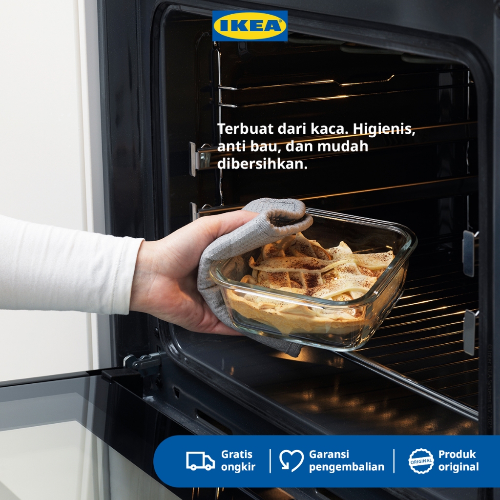 IKEA 365+ Wadah Makanan / Kotak Makan Segi Empat Bahan Kaca Dengan Penutup  Plastik 600mL