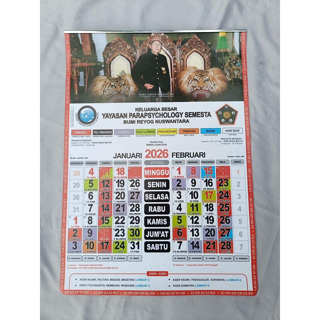 

Kalender Jawa Yayasan Parapyschology 2026 / Kalender YPS 2026