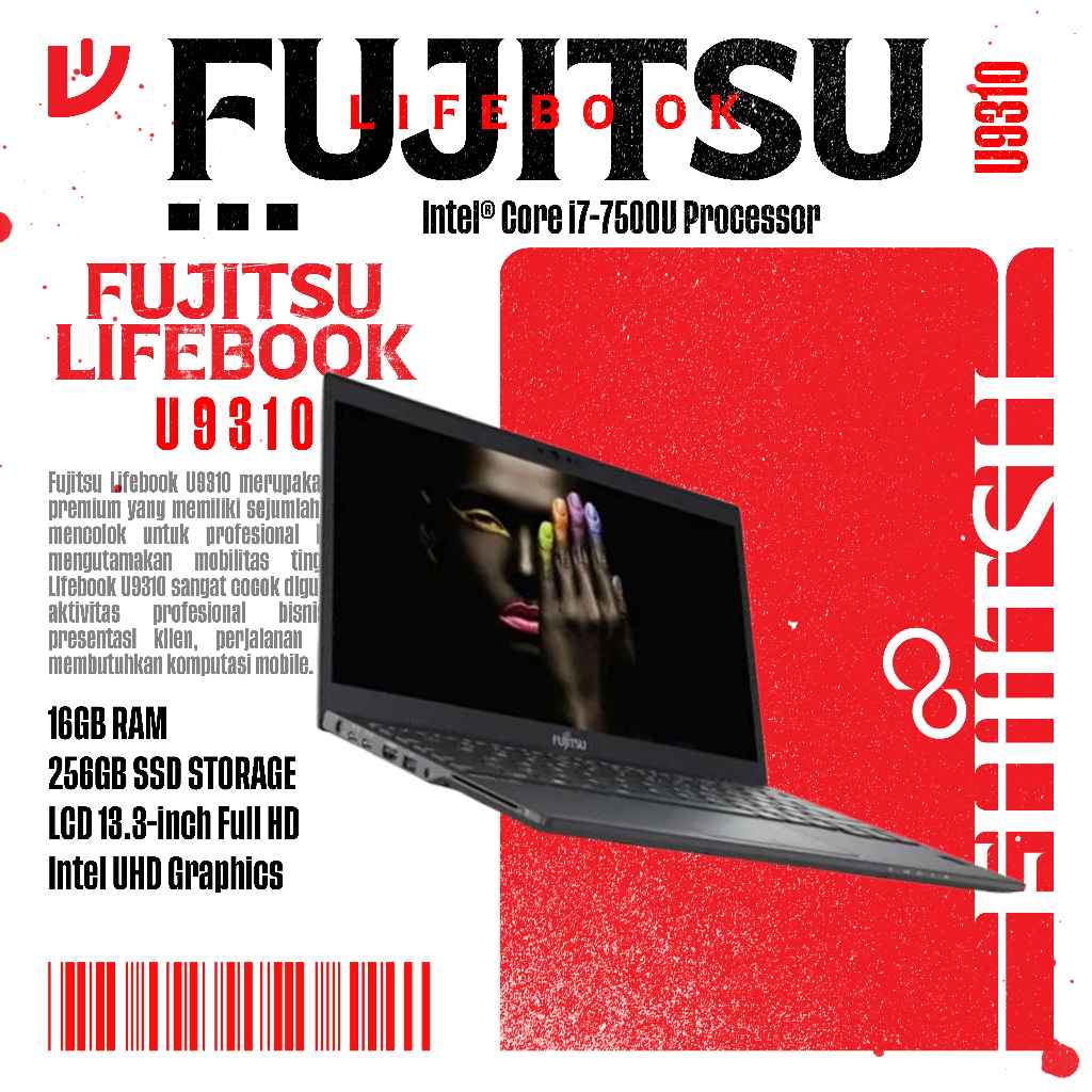Laptop Fujitsu Lifebook U9310 Intel Core i7 Gen 10 RAM 16GB SSD 256GB/512GB/1TB Bergaransi
