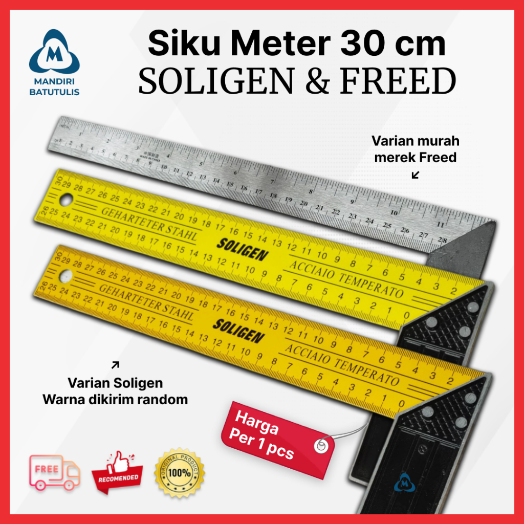 

Siku meter / Pasekon / Penggaris Tukang / Siku Tukang 30cm 12