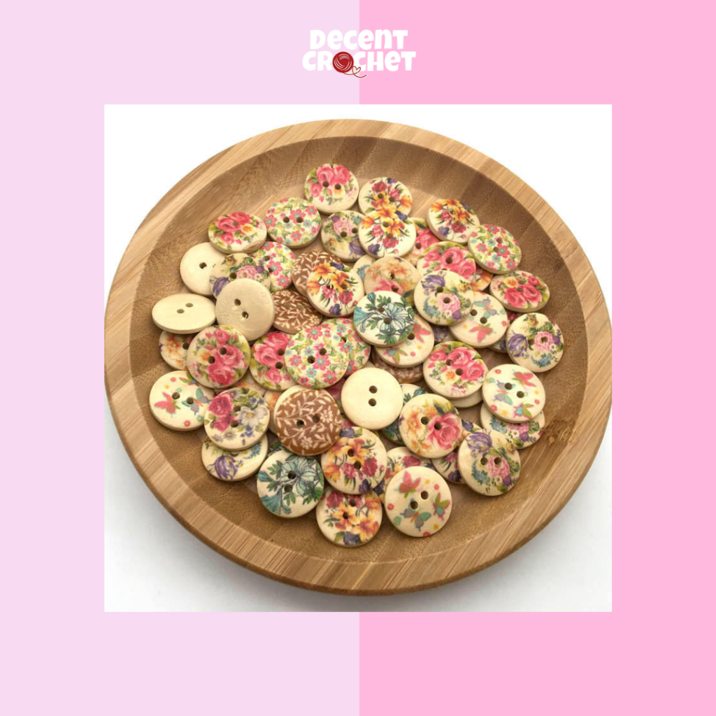 Decent Crochet - Kancing Plastik Scrapbook Vintage Accessories Rajut Corak Bunga