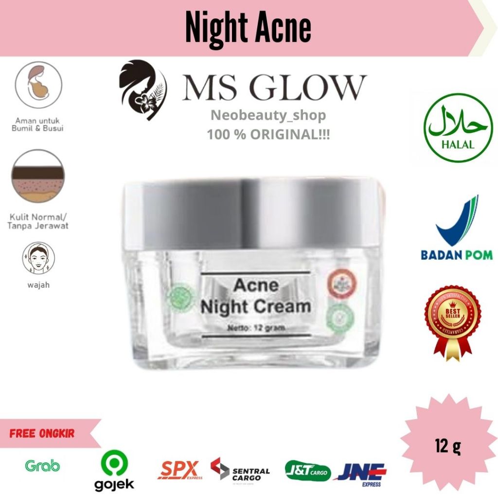 Ms Glow Night Cream Acne | Cream Malam Acne Ms Glow