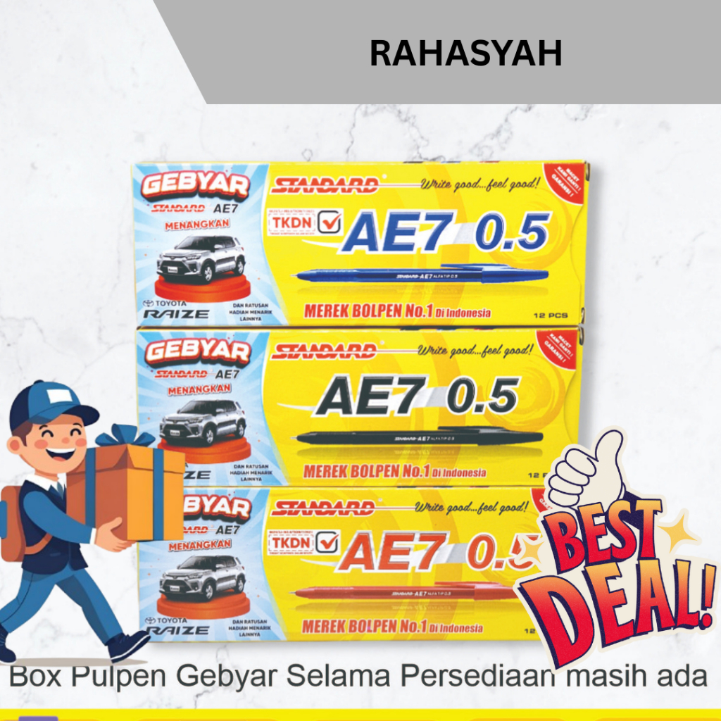 

Standard - Pulpen AE7 Alfatip 0.5 Hitam Isi 12 Pcs Alat Tulis Ballpoint Pena Best Deal Rahasyah