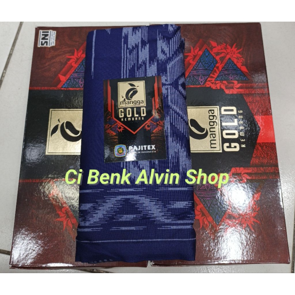 Sarung Mangga Gold Kembang Full Motif Terbaru Khusus Warna Biru Tua