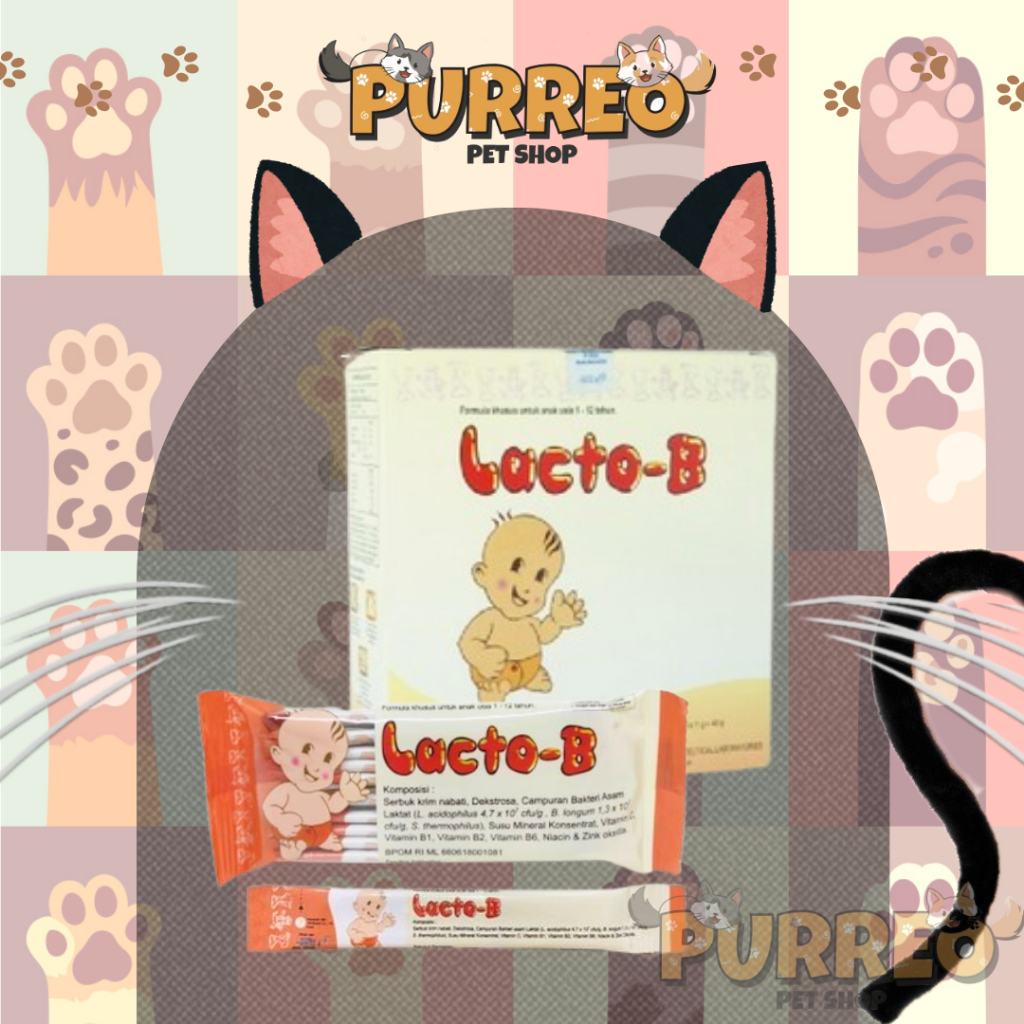 Lacto-B - 1 Sachet 1 gram / Probiotik Serbuk untuk Kucing Diare / Suplemen Pencernaan