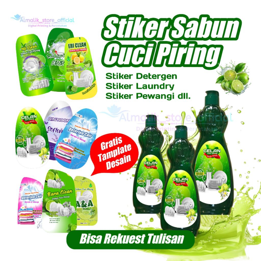 

Stiker Sabun Cuci Piring Sticker Detergen Stiker Pewangi Bentuk Oval Free Cutting