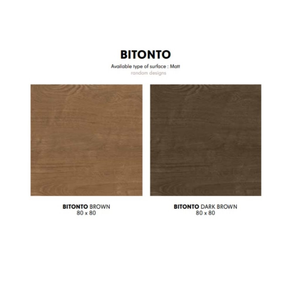 GRANIT MERK INFINITI TIPE BITONTO BROWN DAN DRAK BROWN UKURAN 80X80 PERMUKAAN TEKSTURE MATT UNTUK LA