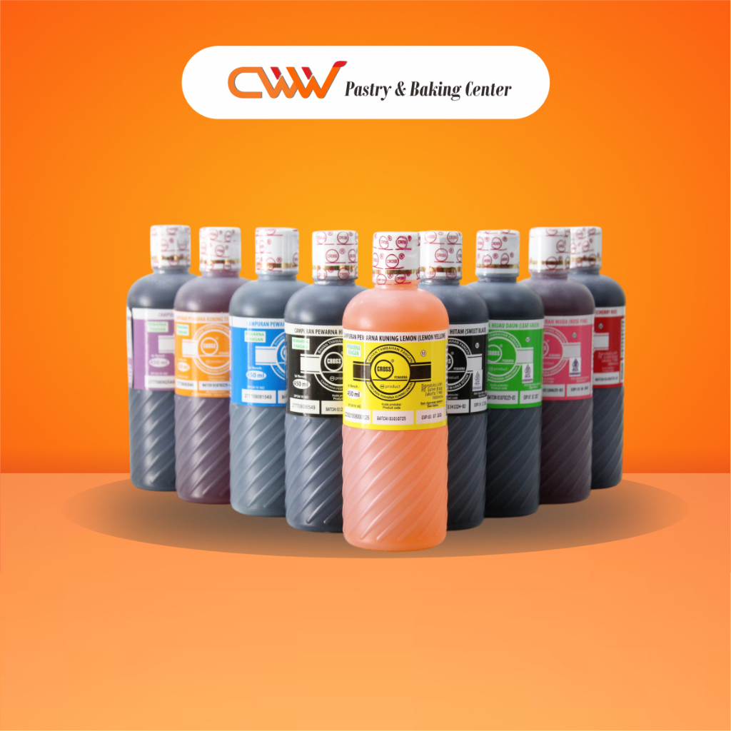 

CROSS Pewarna Makanan Cair Oil Base 450ml Red Egg Yellow Blue Green Violet Black Fondant Buttercream