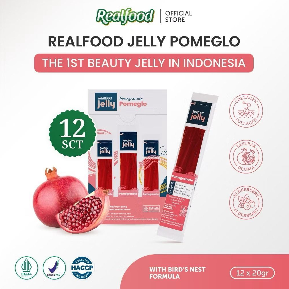 

Realfood Jelly Pomeglo Sarang Burung Walet dengan Kolagen, Ekstrak Delima, Elderberry dan Premiks Vitamin A (Retinol)