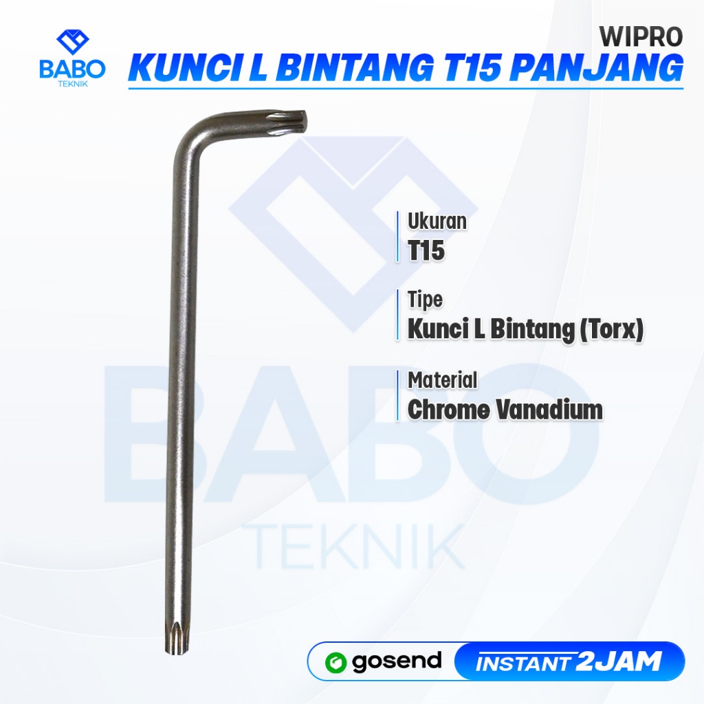 kunci L bintang T15 long / Wipro Allen Key Torx Long