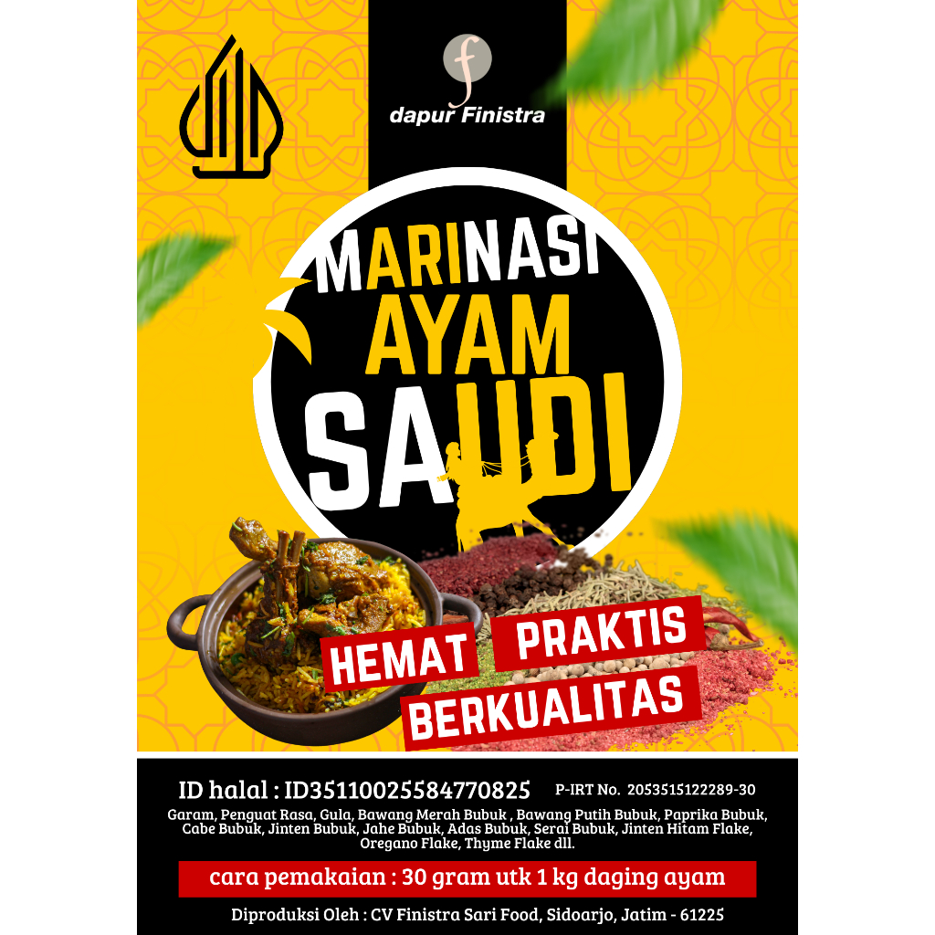

Bumbu Marinasi Ayam Saudi 1 kg Dapur Finistra