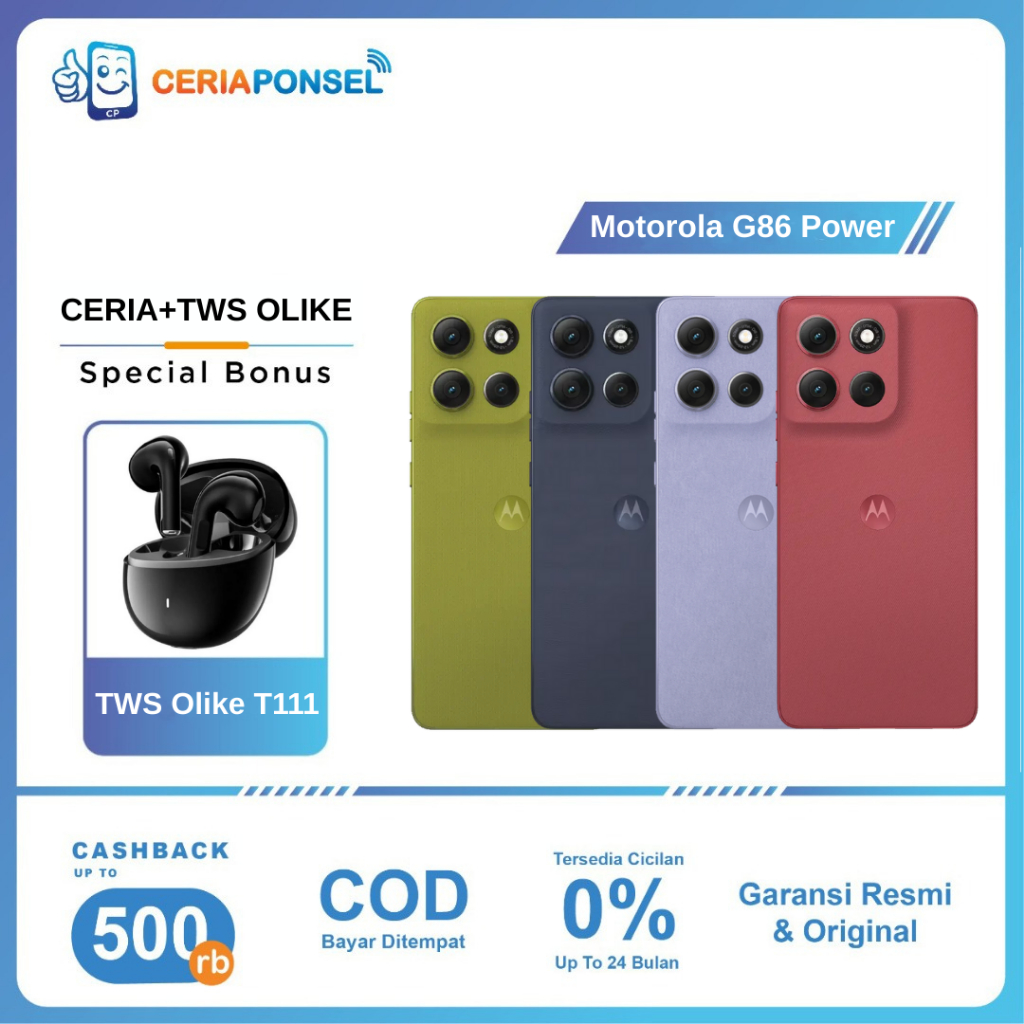 Motorola G86 Power 5G 8/256 Mediatek Dimensity 7400 6720 mAh 33W | Garansi Resmi Motorola Indonesia 