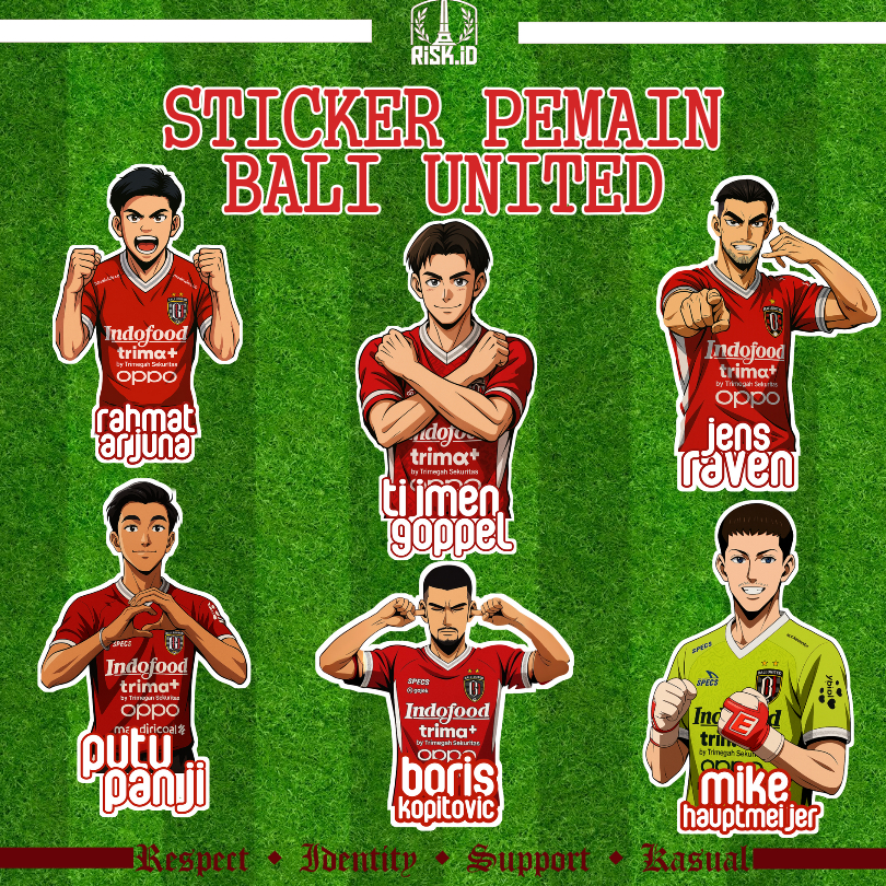 

Stiker Bali United - Koleksi Suporter, Desain Pemain dan Klub, Bahan Vinyl Glossy Tahan Lama