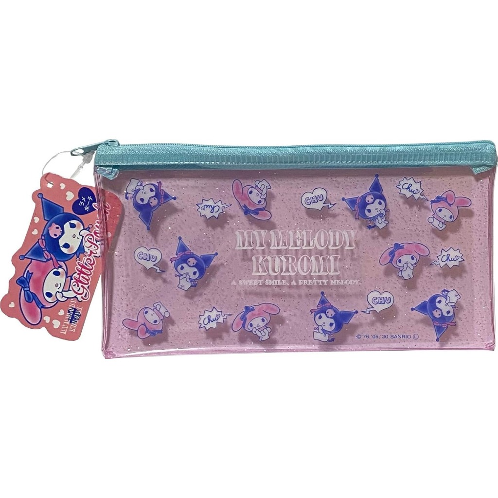 

Sanrio My Melody × Kuromi Flat Vinyl Glitter Pouch 20×10 cm Zipper Pen Accessories Case Bag Cute Kawai Pouch