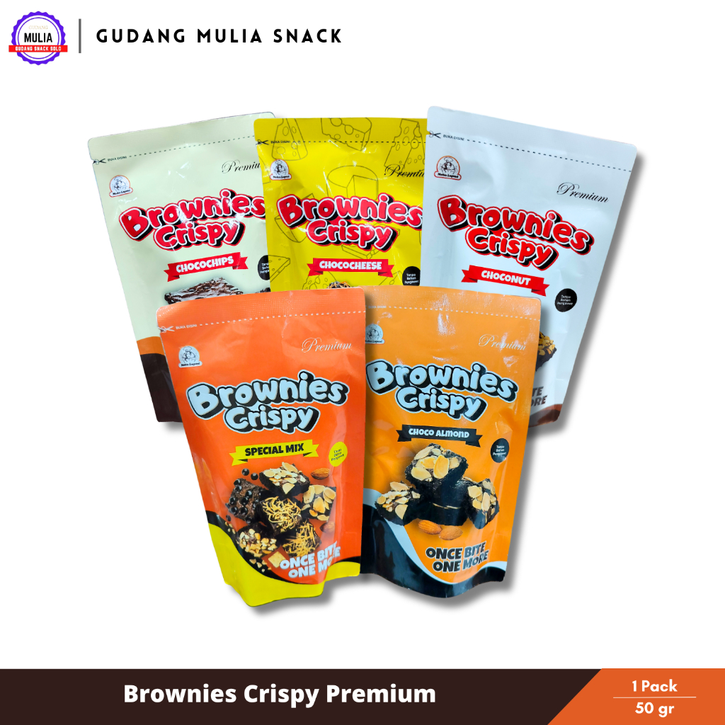

Brownies Crispy Premium | Choco Chips Choco Cheese Choconut Choco Almond Special Mix