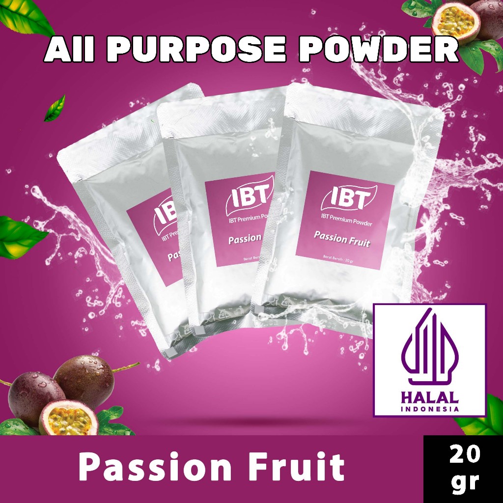 

Bahan Minuman Bubuk Rasa Passion Fruit. Markisa IBT Premium Powder Sachet