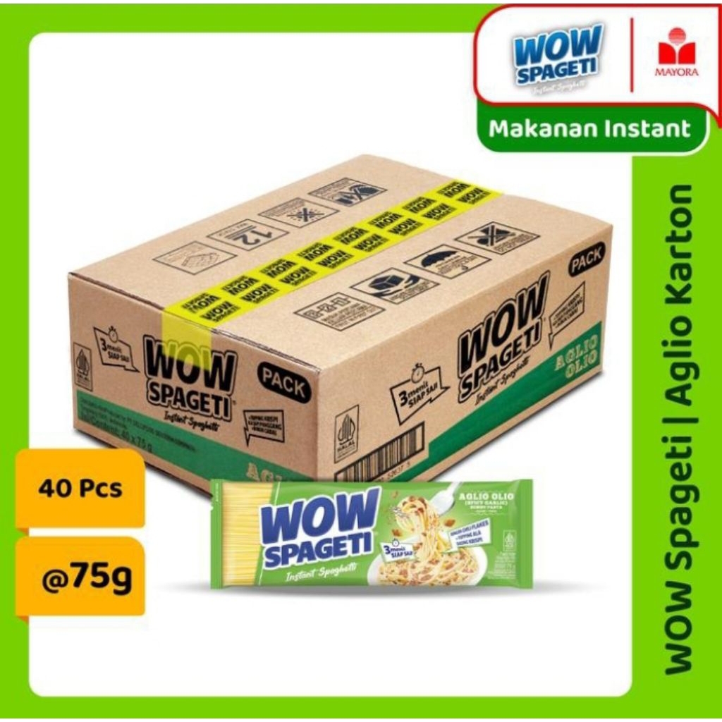 

spageti wow agli olio 75gram isi 40 bungkus
