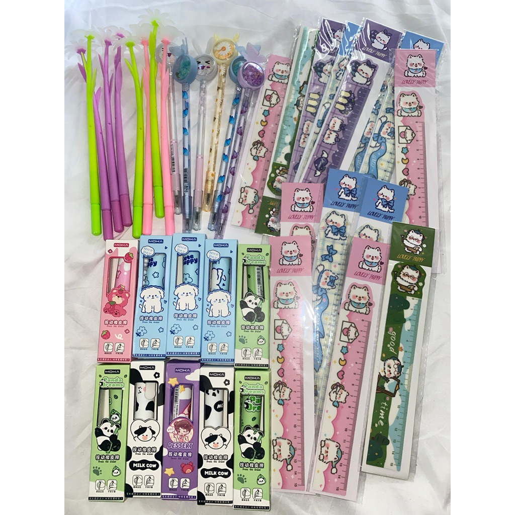 

alat tulis sekolah anak pena penghapus stik kartun penggaris belajar