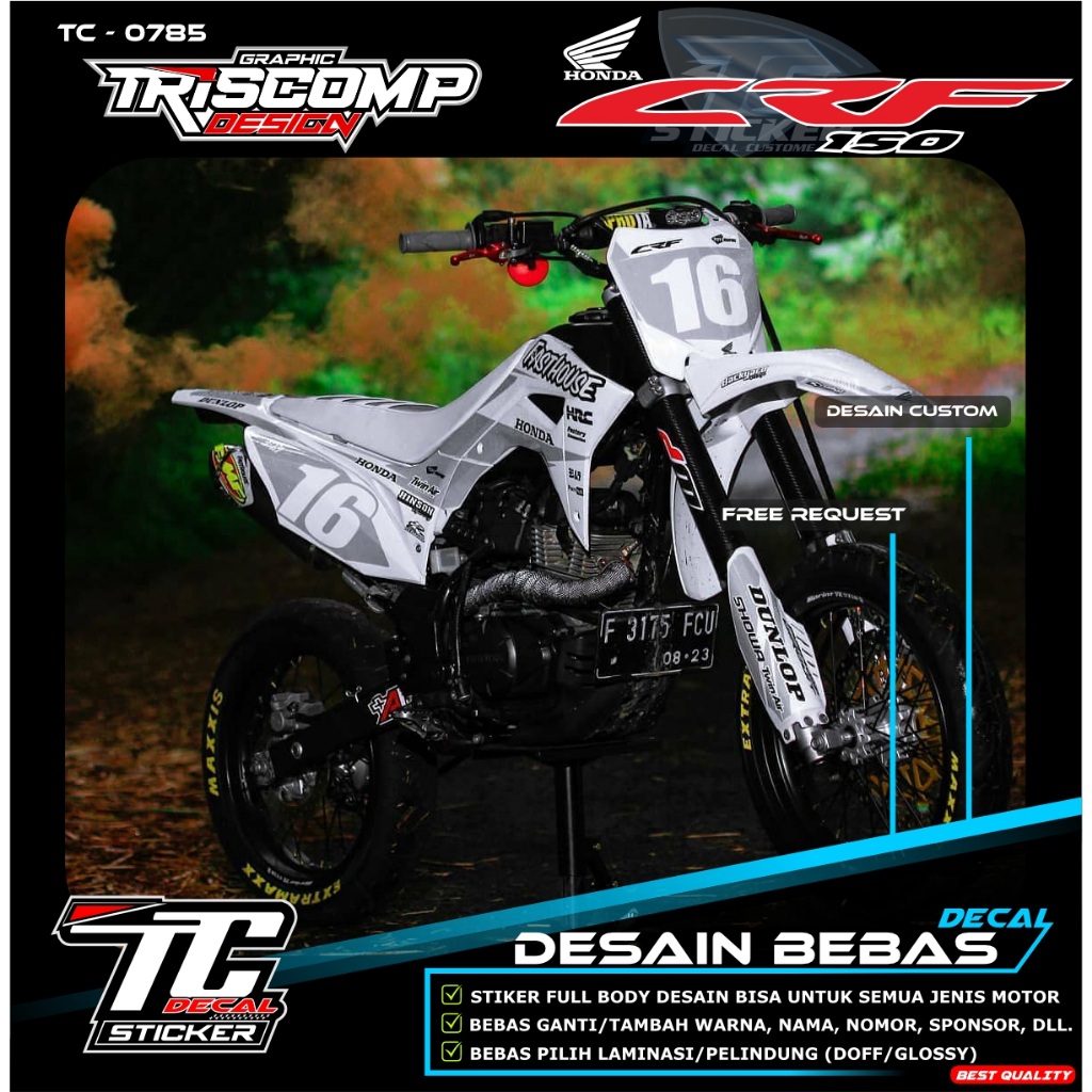 Stiker Fullbody decal motor CRF 150 L motif Simpel Desain custom bisa request - List Variasi Sticker