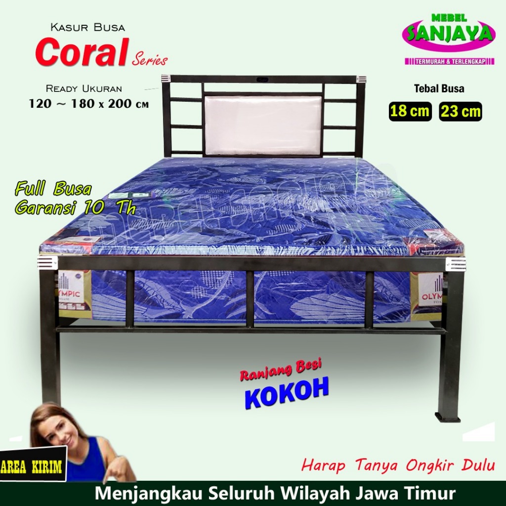 Ranjang Besi Minimalis Rangka Besi tebal Kontruksi Kuat dan Kokoh Ukuran 160cm