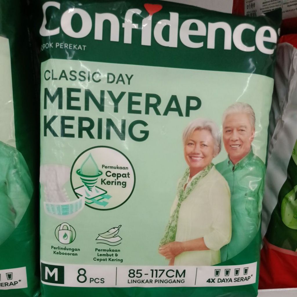 Confidence Classic Day Dry Absorb M8 | Popok Dewasa Lansia Pampers Perekat/Celana Isi 8 pcs