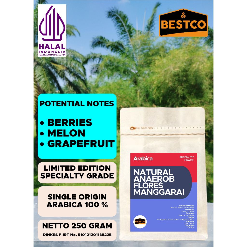 

Kopi Bestco Specialty Arabica Natural Anaerob Flores Manggarai 250 gr