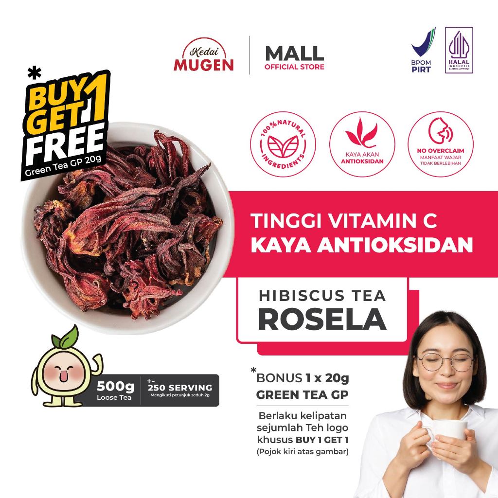 

Teh Antioksidan Rosela Merah/ Red Rosella Tea Kedai Mugen 500g 1/2kg