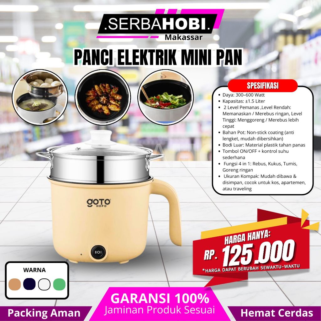 Hopo Electric Frypan Panci Listrik Portable Fry Pan / panci elektrik goto /panci serbaguna