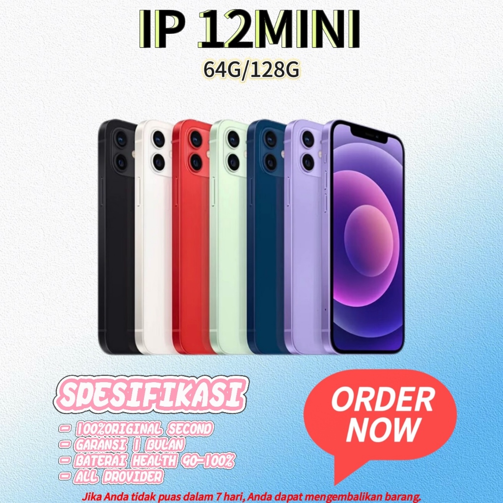 IPHONE 12MINI 64GB/128GB/256GB second-100% original fullset box-sempurna like new&GARANSI TOKO