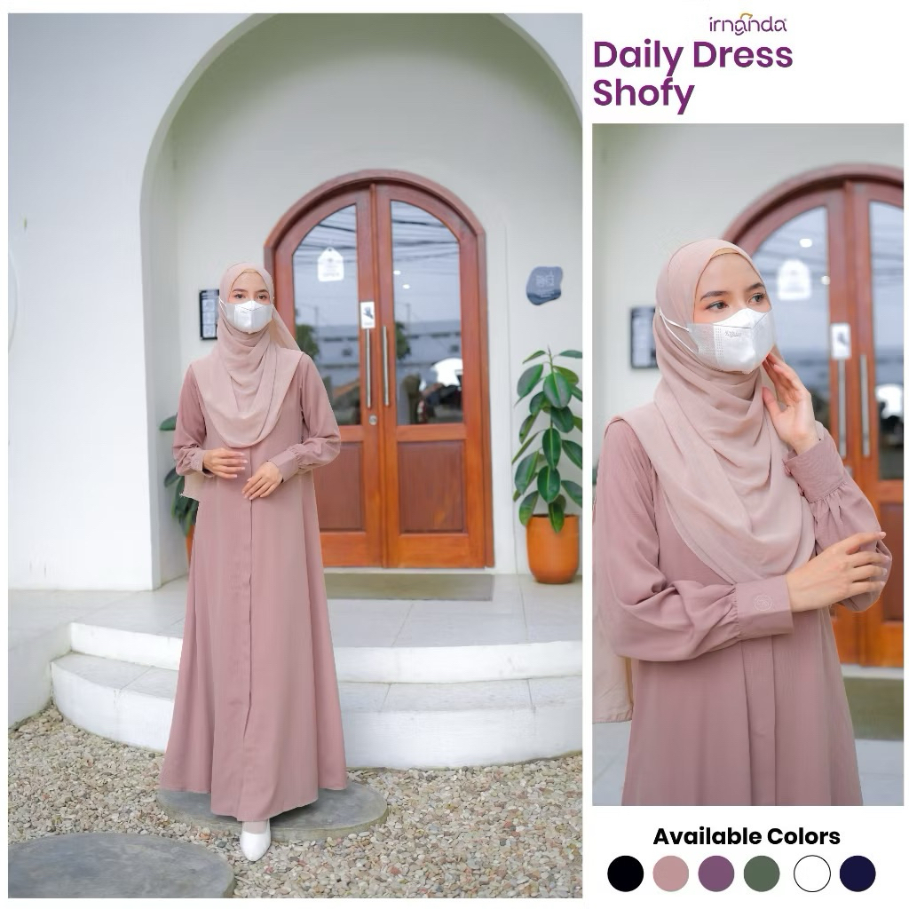 Umma SHOFY Gladys gamis polos outer by irnanda• gamis outer polos • gamis dress 2in1•gamis polos