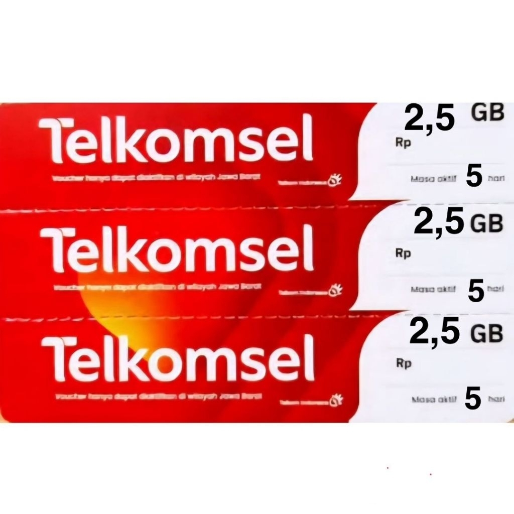 Voucher Data Telkomsel 2,5GB 5 Hari Zona 1 Sulawesi