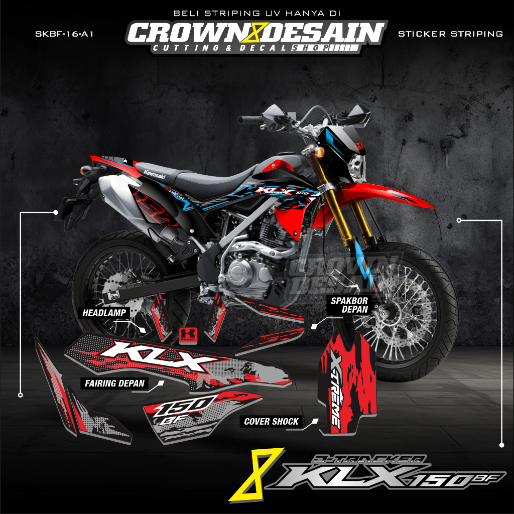 DECAL STICKER KLX BF DECAL KAWASAKI KLX BF PREMIUM SEMI FULLBODY - STIKER STRIPING KLX 150 BF GLOSSY
