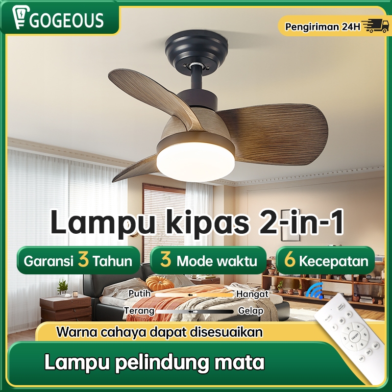 GOGEOUS lampu kipas angin gantung plafon 24/28/30 inci dengan remote control lampu kipas angin gantu