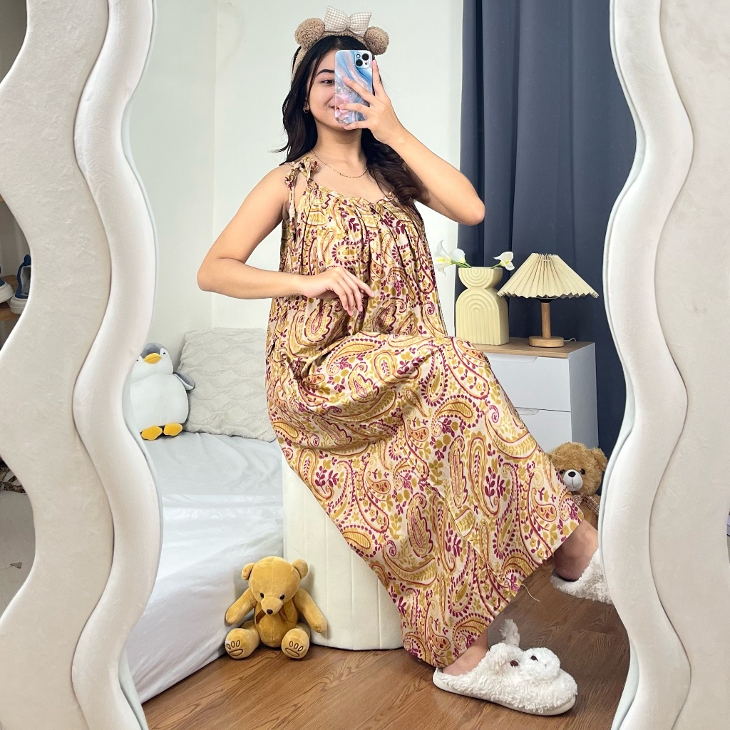 New // Sapasara - Baju Tidur Nightdress Daster Bali Lobek Tali Satu Rayon Adem Daster Yukensi Jumbo