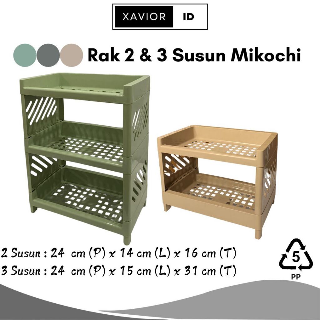 

XV Rak 2 & 3 Susun Susun Mikochi Serbaguna / Rak Komestik / Rak Stationary Susun
