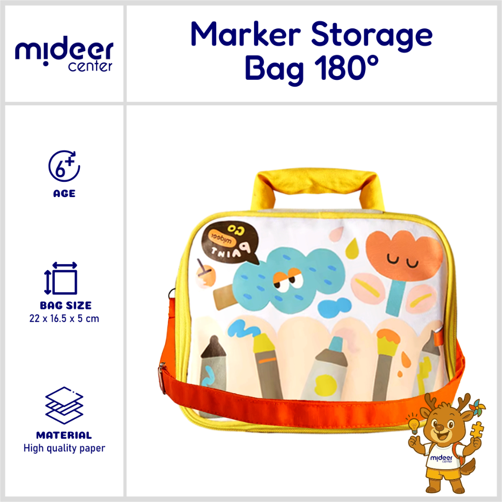 

Mideer Marker Storage Bag – Tas Penyimpanan Spidol 180° Buka Penuh | Slot Elastis & Tali Adjustable