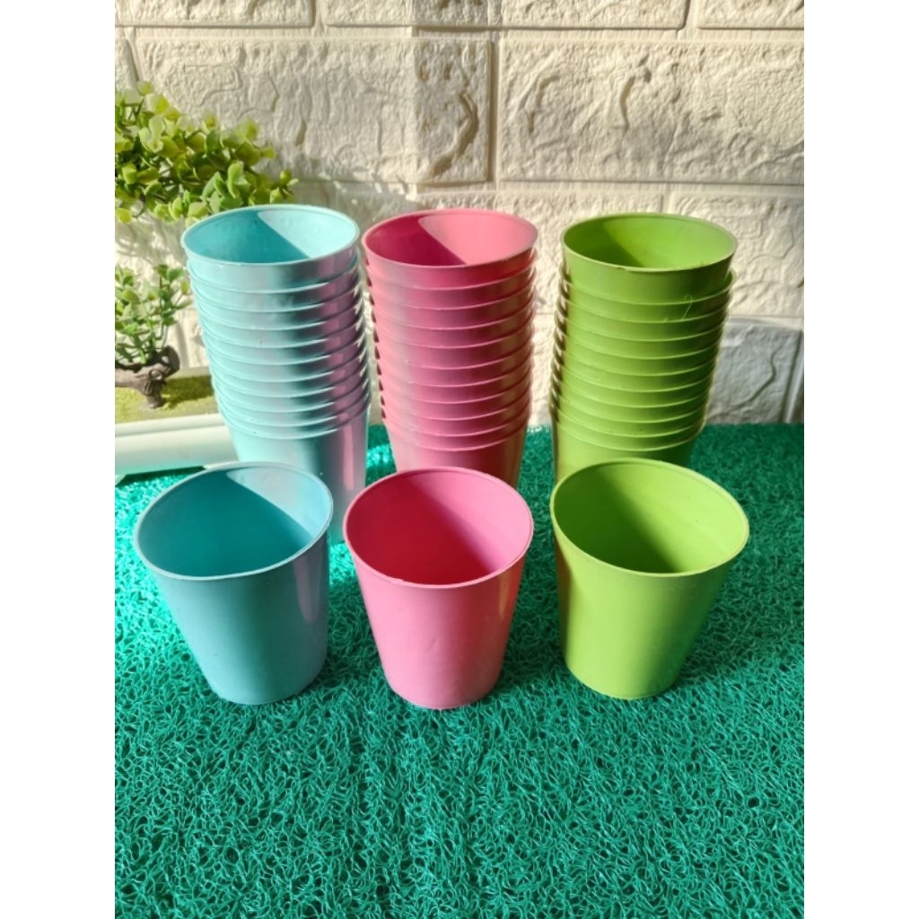 (1lusin) Gelas Plastik Kecil 07 Bubble Gum/Gelas Hajatan/Gelas Imut