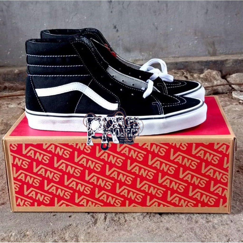 Vans Sk8 Hi Classic Black White Original Resmi