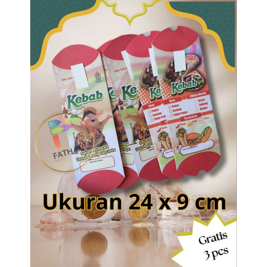 

PROMO Bungkus Kebab, Kemasan Kebab, wadah kebab tarikan isi 100 pcs Uk 24 x 9 cm [ DUPLEX ]