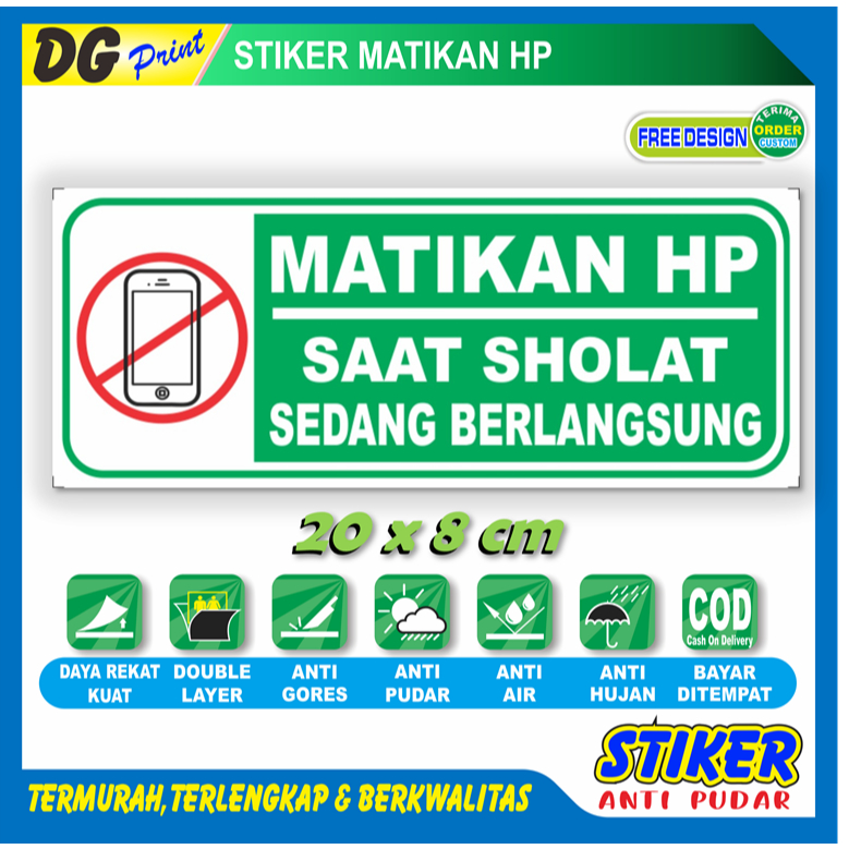 

Stiker anti pudar new matikan HP saat sholat sedang berlangsung sticker masjid musholla anti berisik