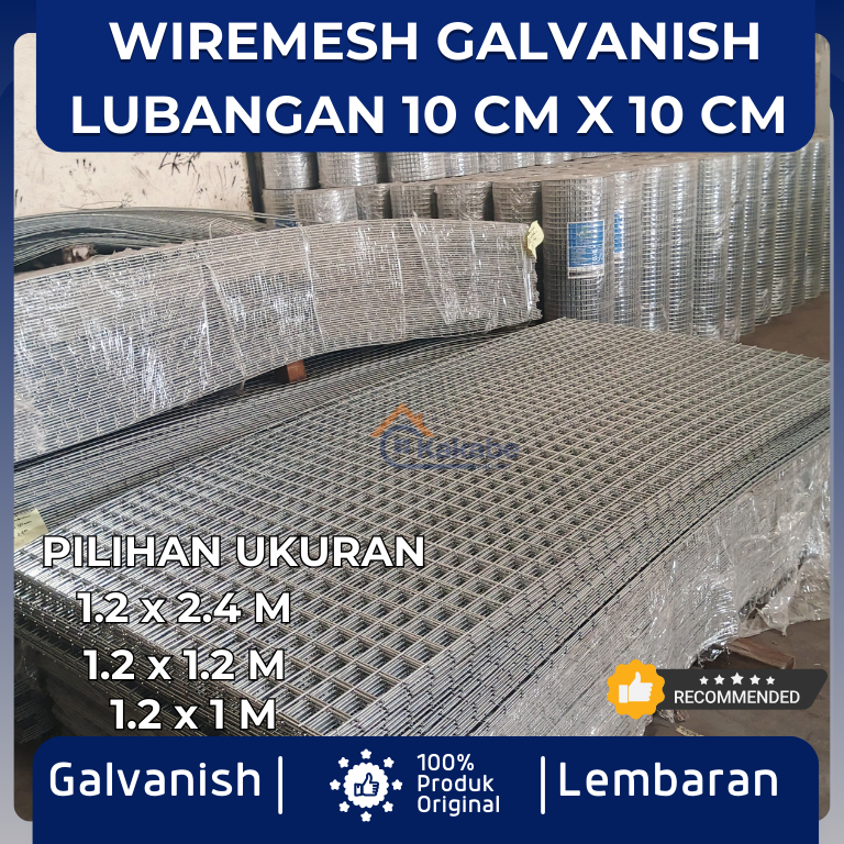 KAWAT RAM WIREMESH GALVANIS 10X10 CM | UNTUK PAGAR, KANDANG, RAK BESI, PROYEK | LEMBAR 1.2X2.4M / 1.