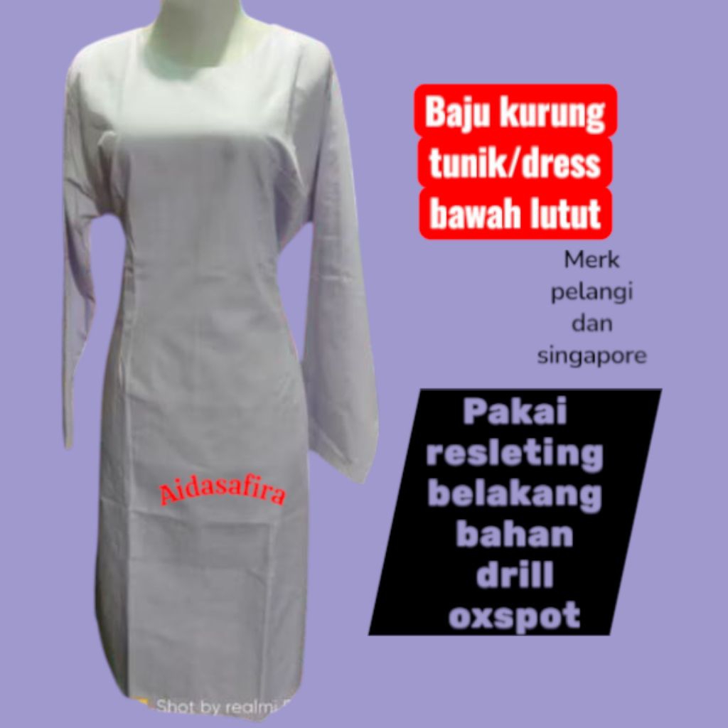 BAJU PUTIH ALIYAH TSANAWIYAH/BAJU KURUNG ALIYAH/BAJU PUTIH KURUNG/BAJU PUTIH DRESS/TUNIK