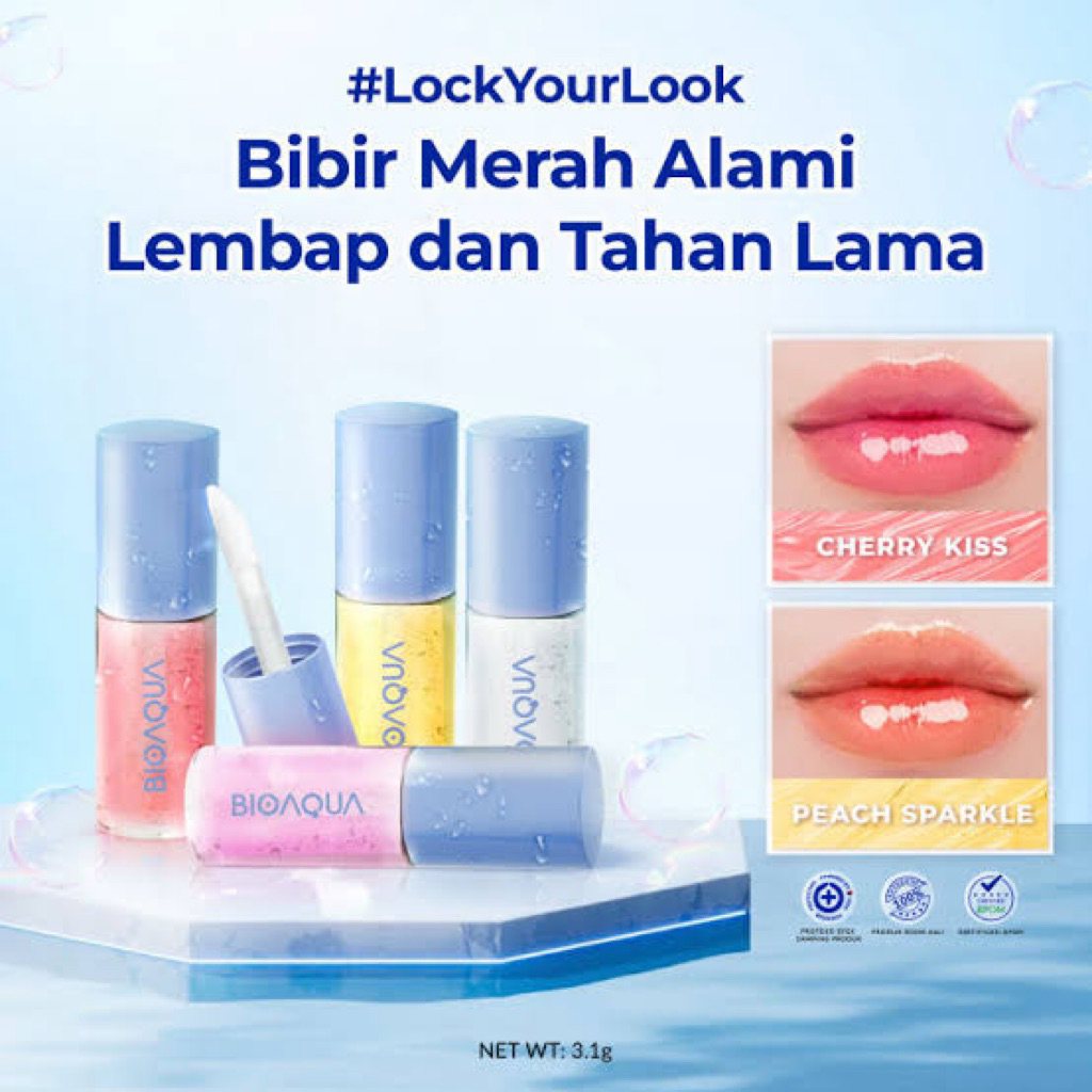 Bioaqua Lip Oil melembabkan bibir dan membuat bibir merah alami