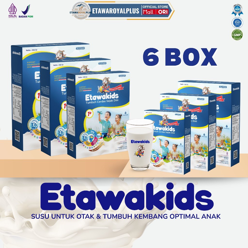 

Susu Anak Untuk Nafsu Makan Etawakids Platinum Nutrisi Anak dengan Oat Powder & Whey Protein 6Box