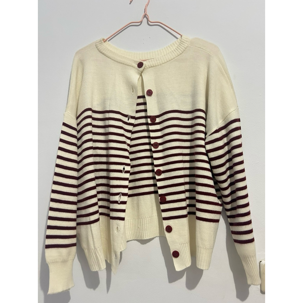 [PRELOVED] shopinkae cardigan 3 in 1 sweedy stripe oversize