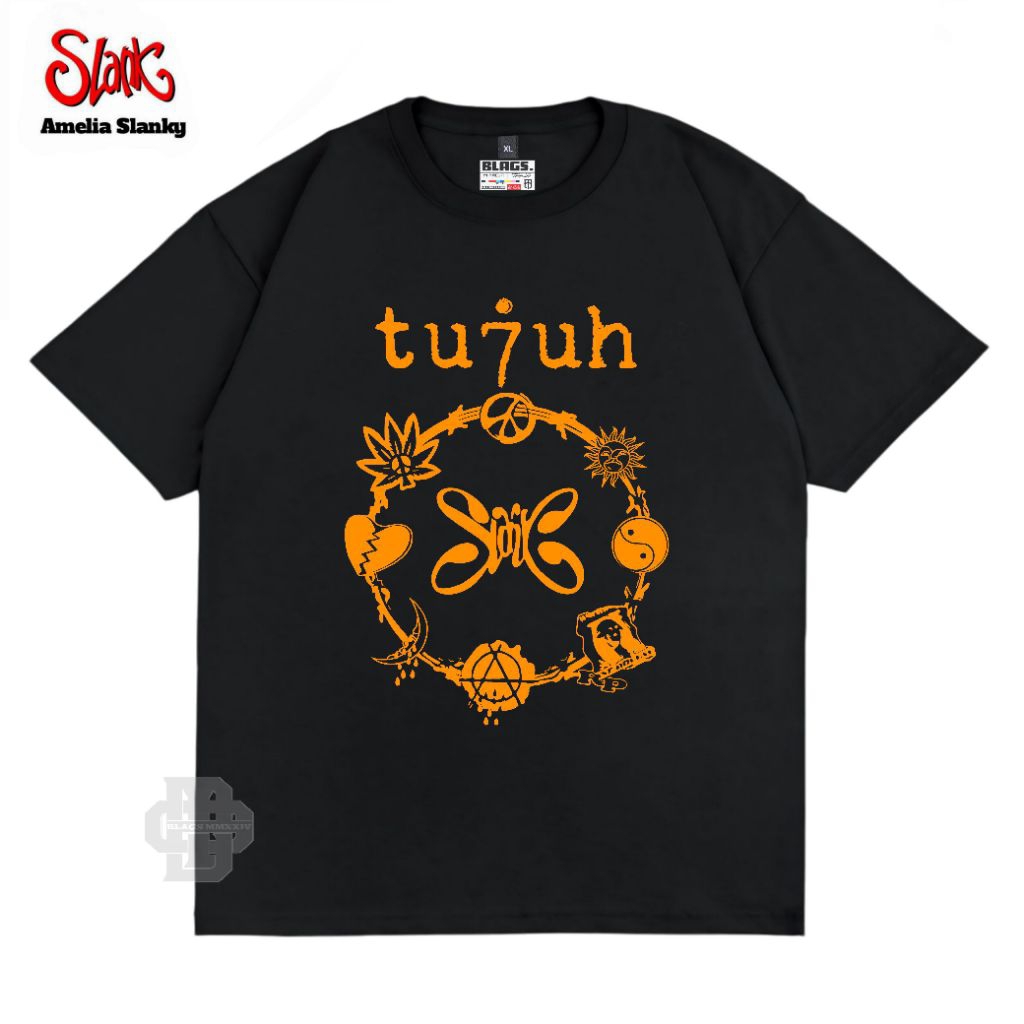 Tshirt Slank - Logo Tujuh Oranye - Kaos Slank Distro  - Kaos Slank Original Potlot