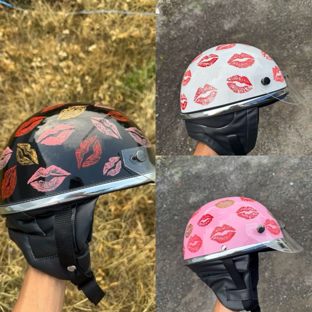 Helm Chips Retro Motif Bibir/Kiss