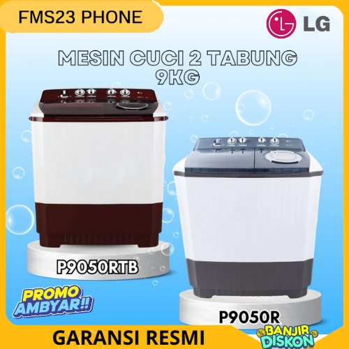 MESIN CUCI LG 2 TABUNG 9 KG P9050R / P9050RTB GARANSI RESMI free bandar lampung