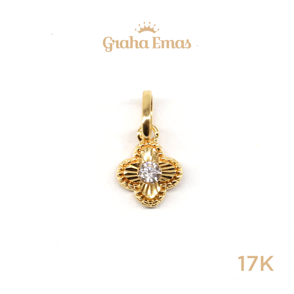 Graha Emas Liontin Emas Kuning Clover 17K - Yellow Gold Pendant Clover Model 17ct [ 00KE ]